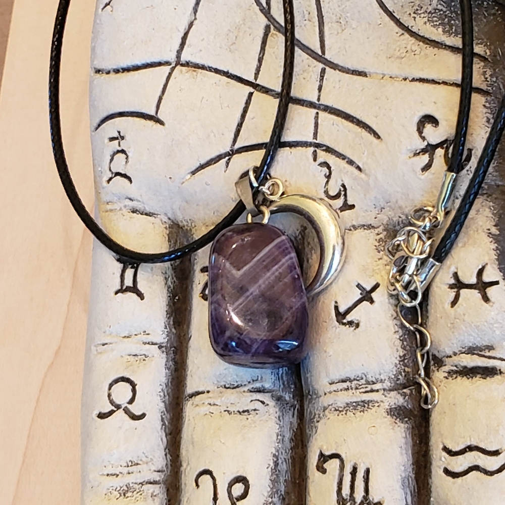 Amethyst Necklace Moon Amulet Pendant 🤩